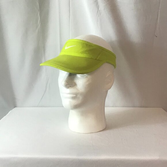 Nike Featherlight Dri Fit Neon Green Curved Bill Adjustable Sport Cut Hat Visor - Picture 1 of 5